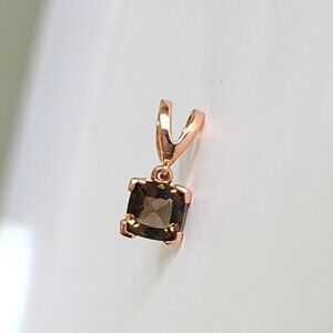 Vintage Boho Rose Gold Smoky Quartz Sterling Silver Gemstone Princess Pendant